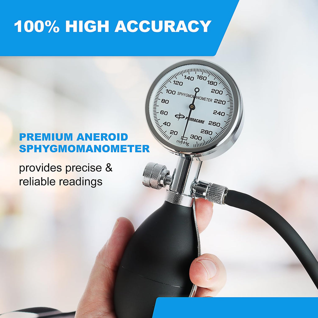 Aneroid Sphygmomanometer and Blood Pressure Cuff Set with 5 Sized Nylon Cuffs L907237