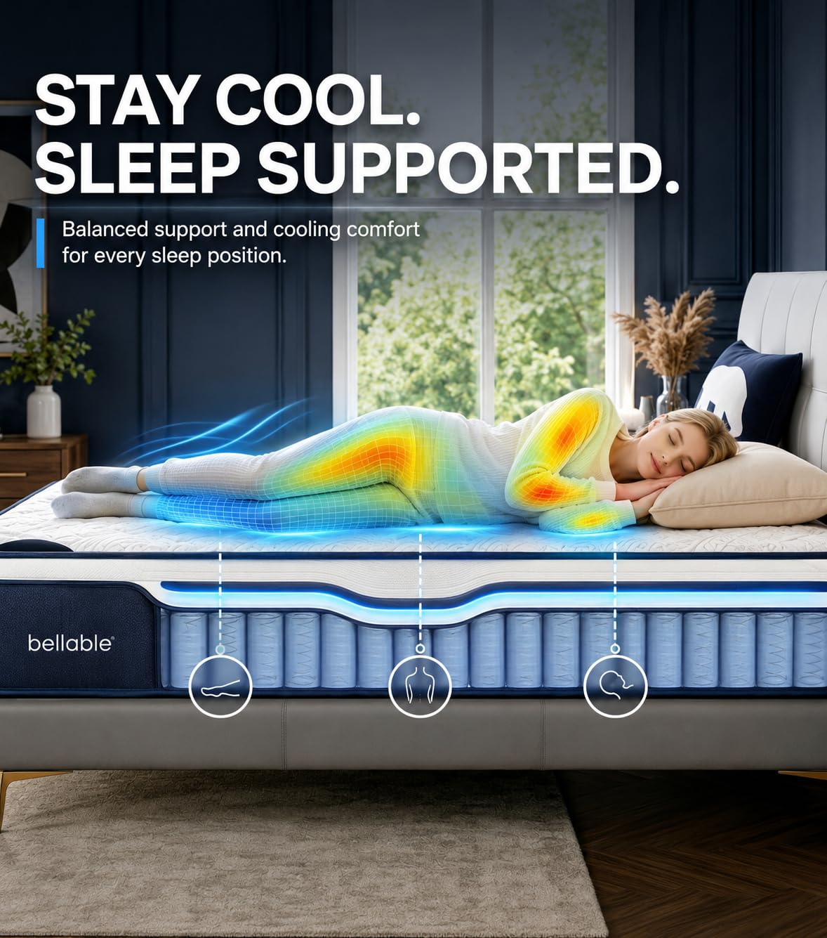 Full XL 14 Inch Cooling Gel Memory Foam Pocket Spring Mattress C1848