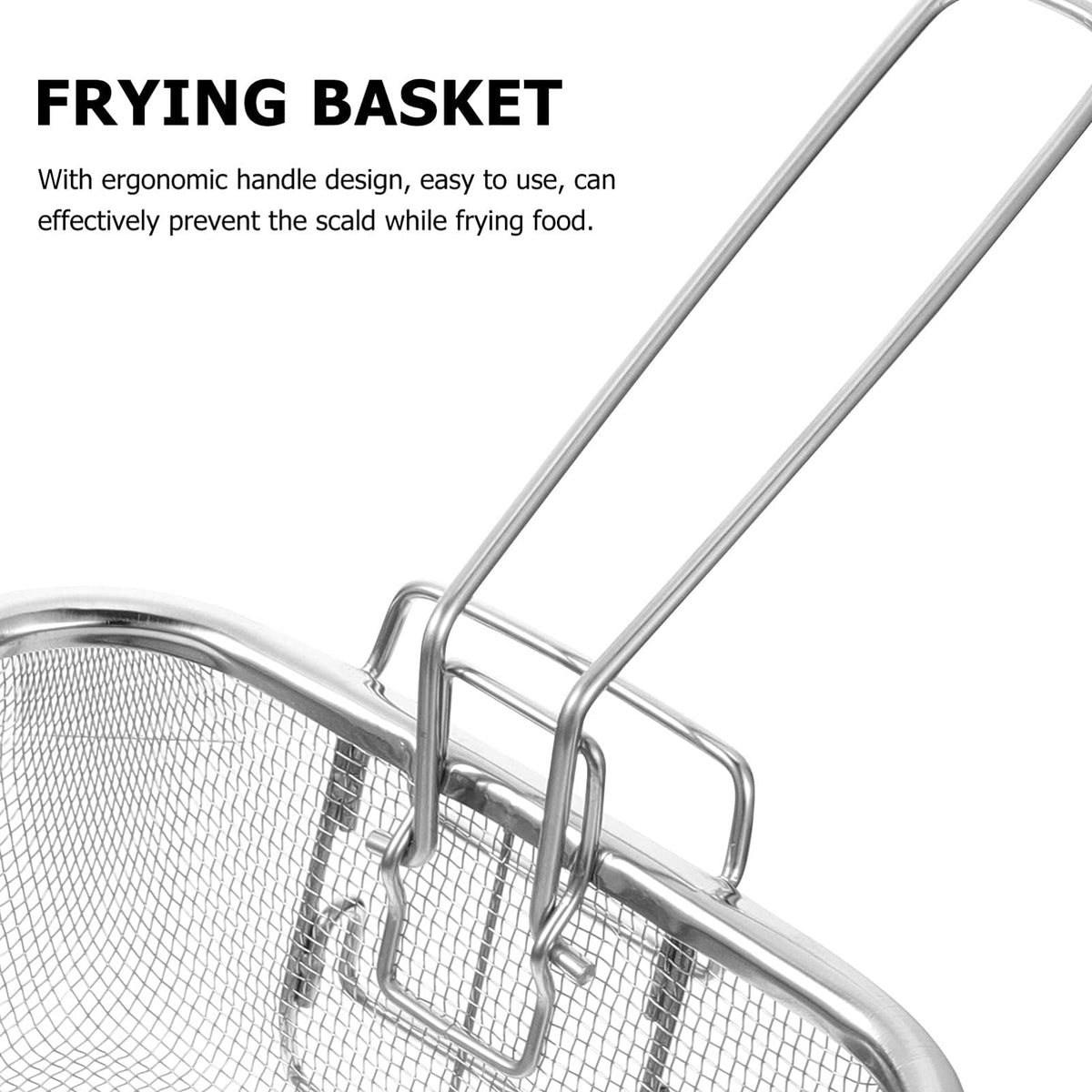 8 Inch Square Stainless Steel Wire Fry Basket with Folding Handle X911