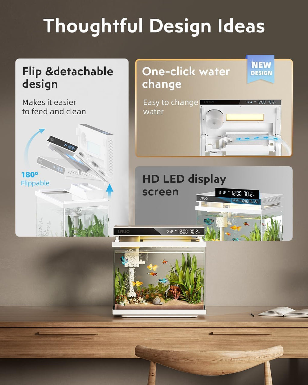 White 2 Gal UHD Glass Aquarium Kit N7826