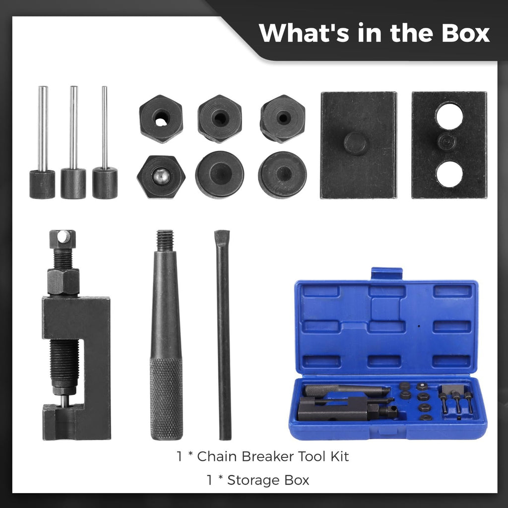 15 Pc Motorcycle Chain Breaker Tool Kit with Storage Box X54441