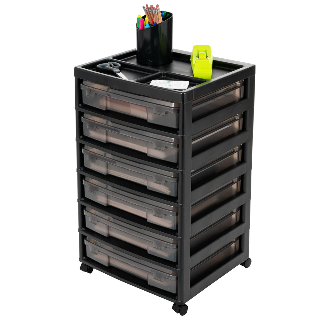 Rolling Cart with Drawers 6-Tier Black/Gray T6696