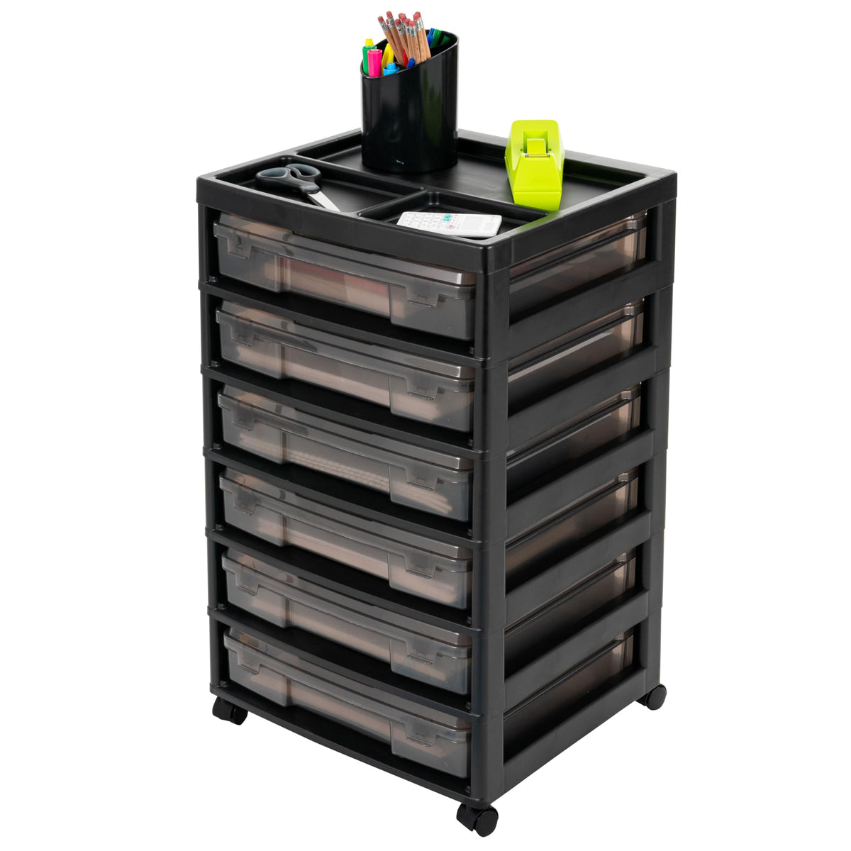 Rolling Cart with Drawers 6-Tier Black/Gray T6696