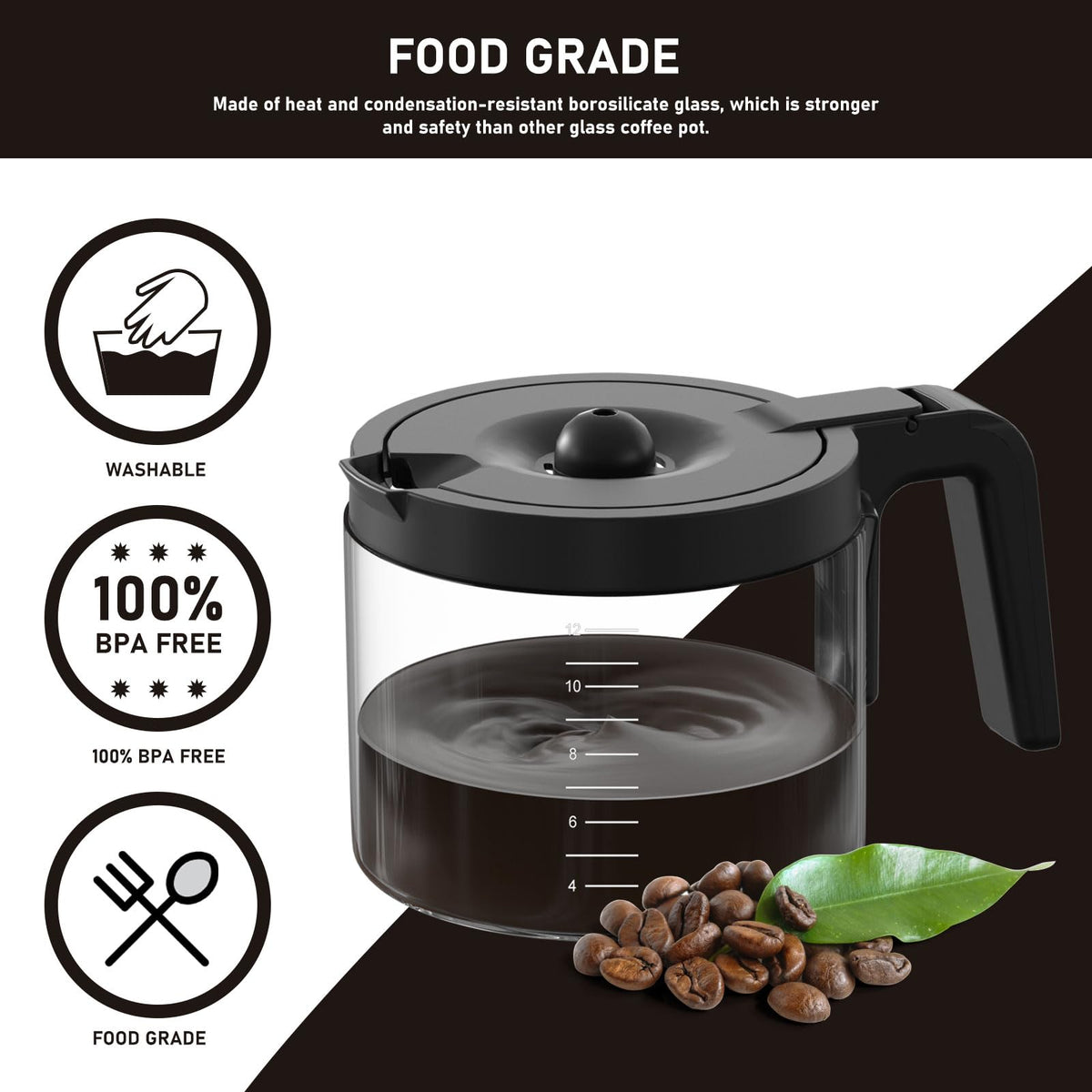12 Cup Glass Coffee Pot Replacement S4736