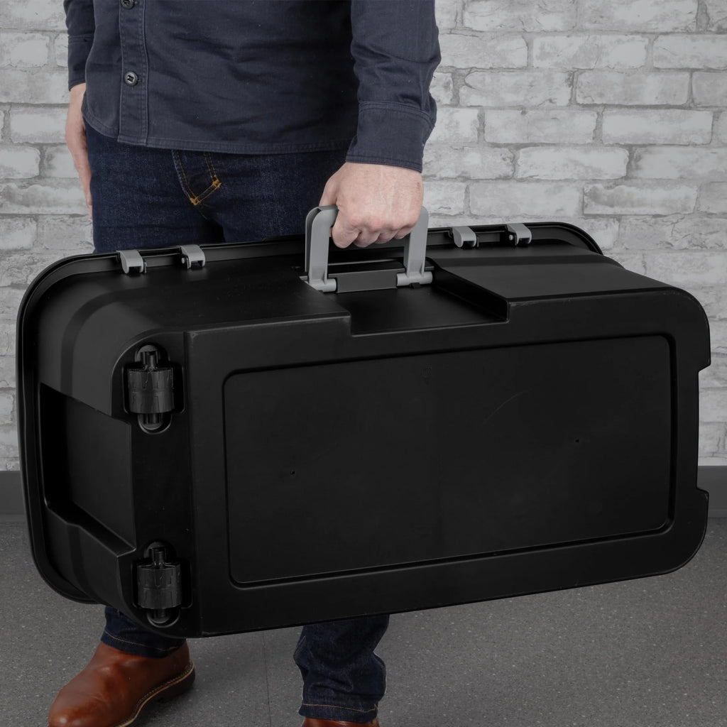 22 Gallon Black Wheeled Plastic Storage Trunk with Latching Lid K342557