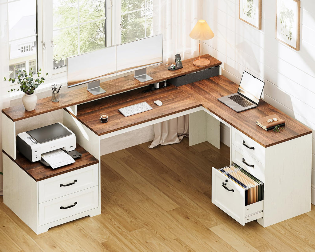 68 Inch L Shaped Executive Desk with Drawers N2963