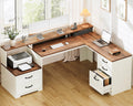 68 Inch L Shaped Executive Desk with Drawers N2963