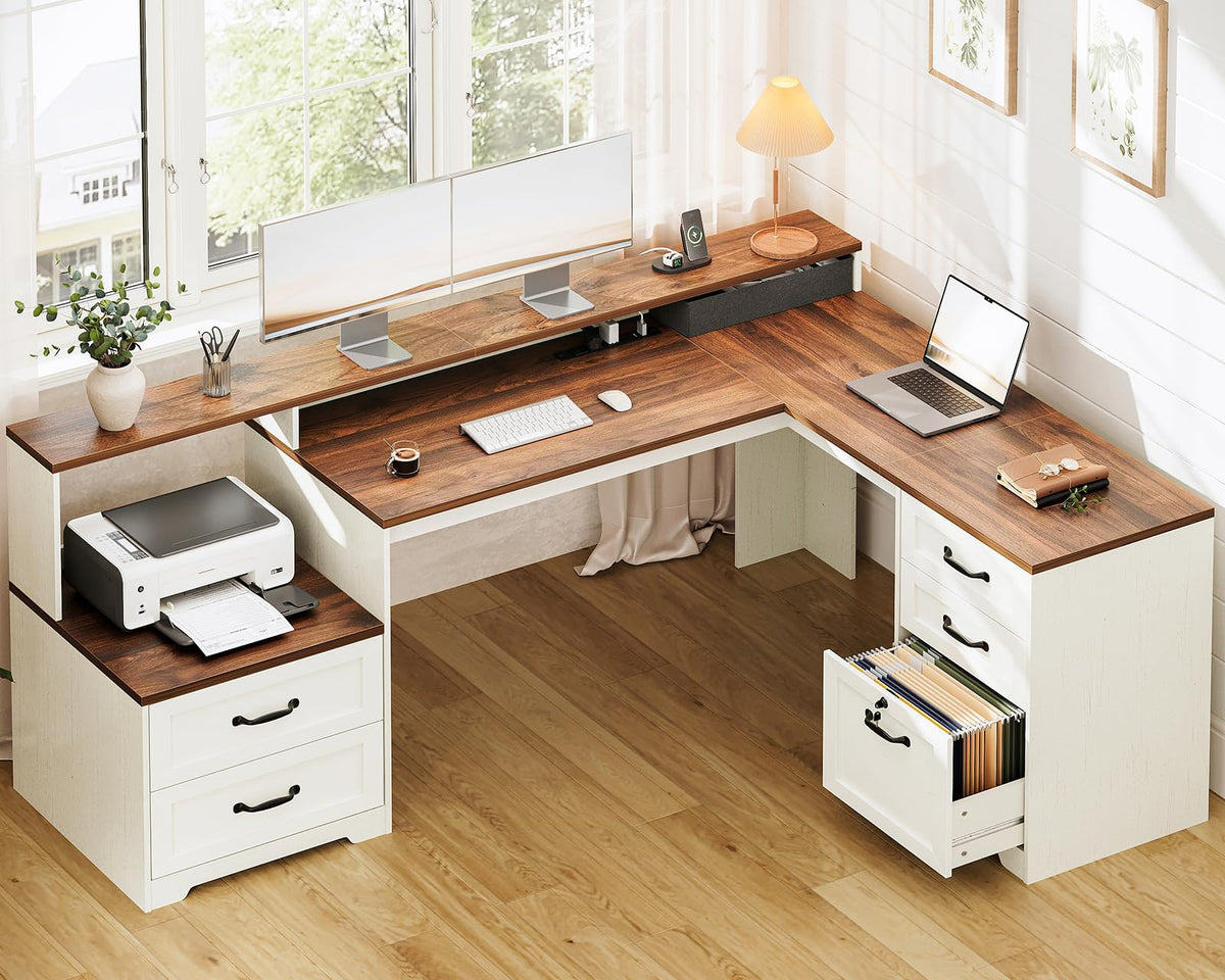 68 Inch L Shaped Executive Desk with Drawers N2963