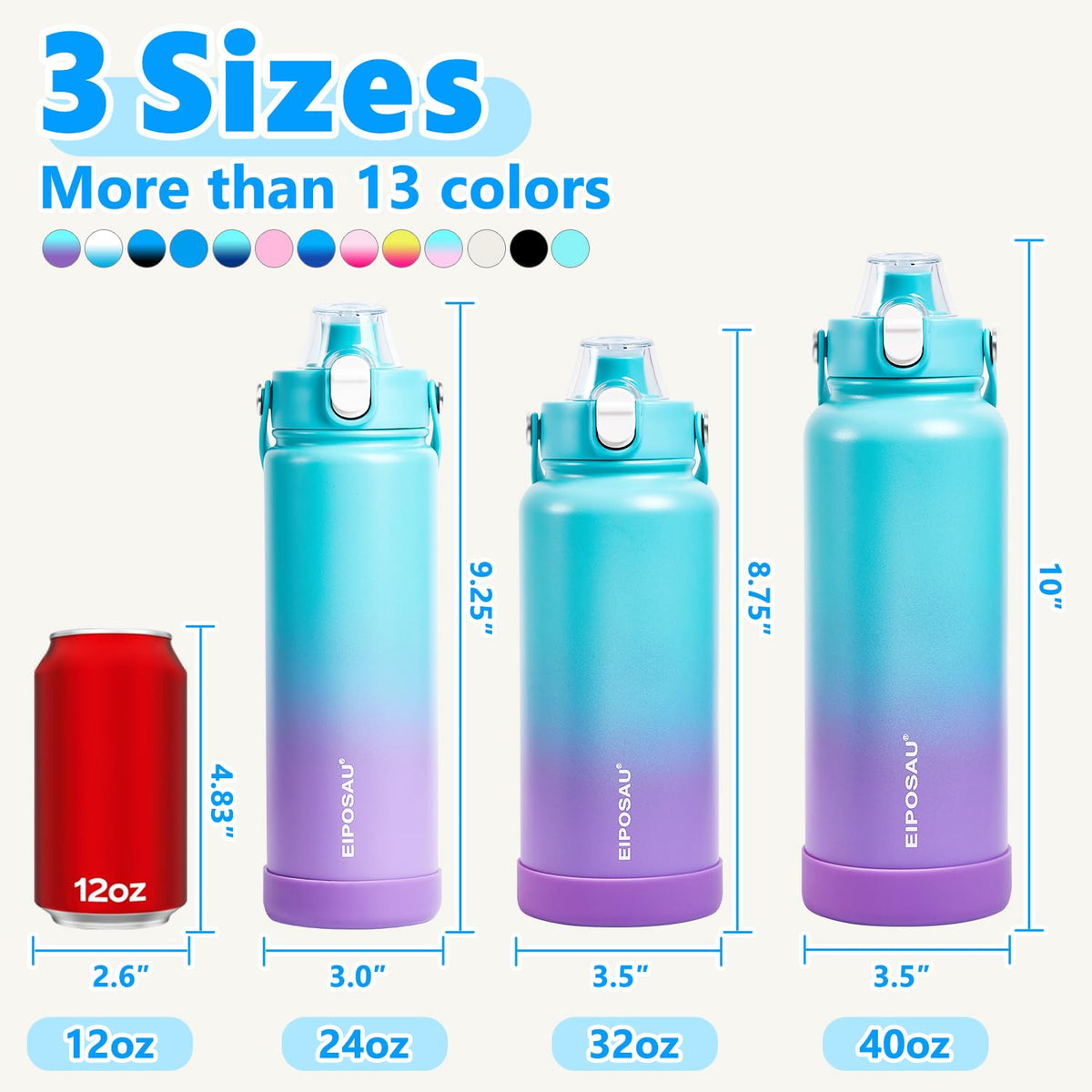 Insulated Water Bottle with Lid & Boot & Stickers, 24 oz N698699