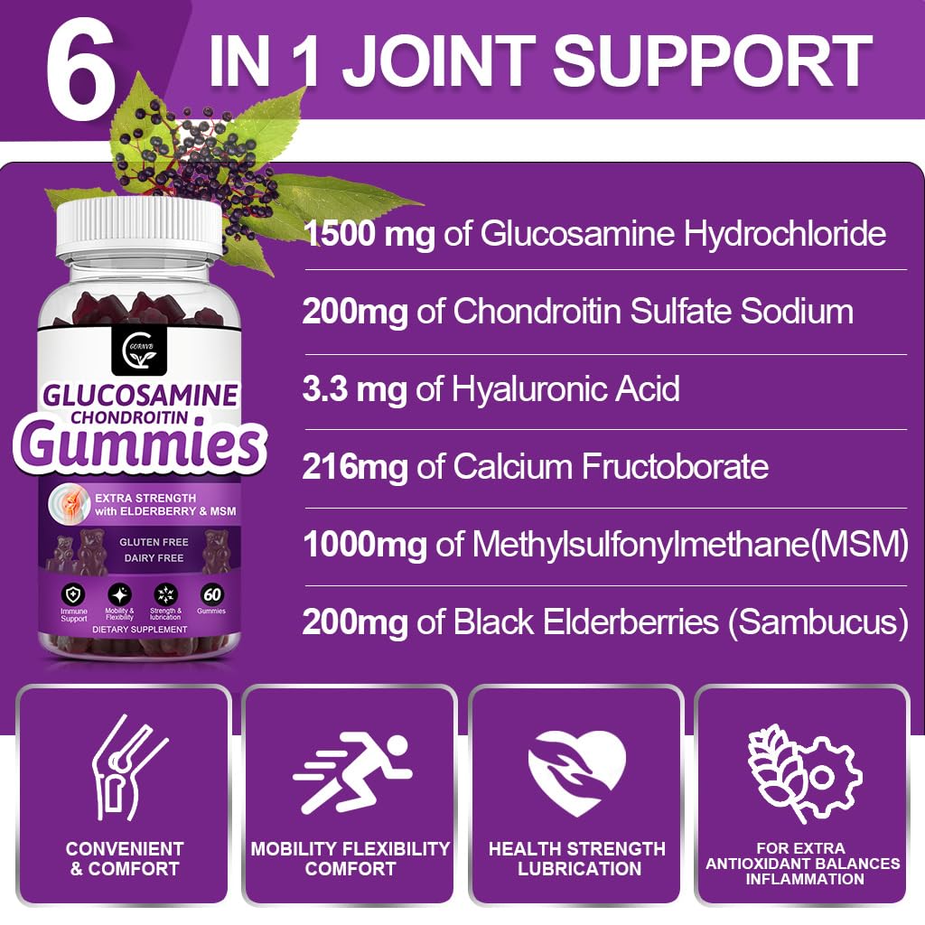 Glucosamine Chondroitin Gummies with MSM & Elderberry 2 Pack F555