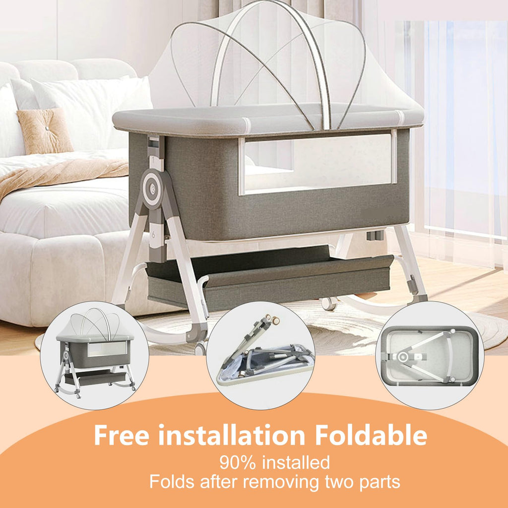 4 in 1 Baby Bassinet Bedside Sleeper with Wheels and Mattress G623082