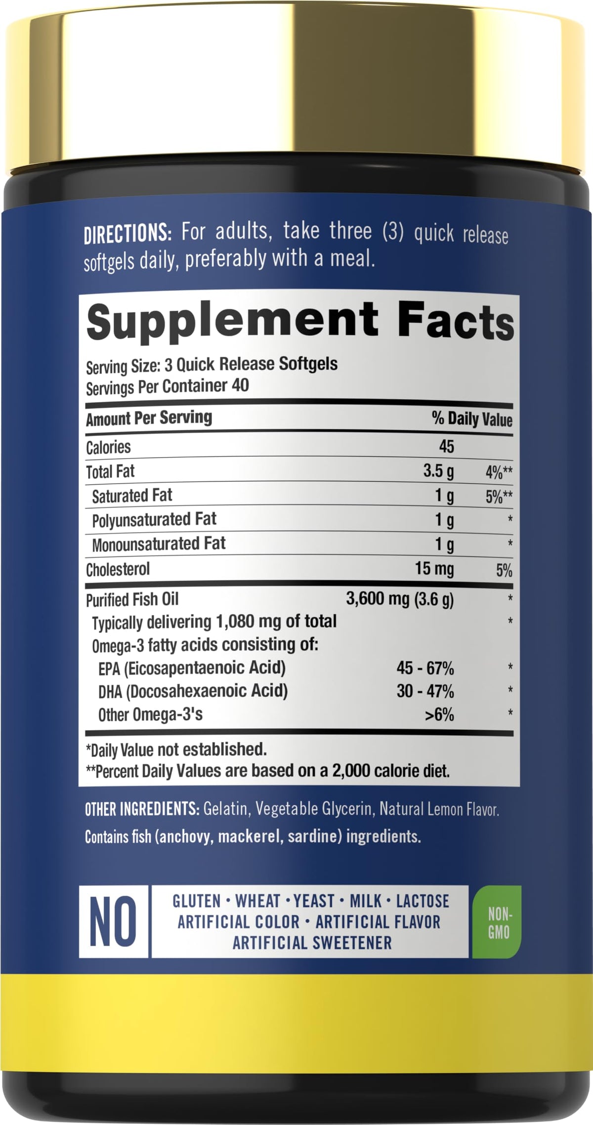 Fish Oil 3600mg 1080mg Omega 3 120 Count D147558