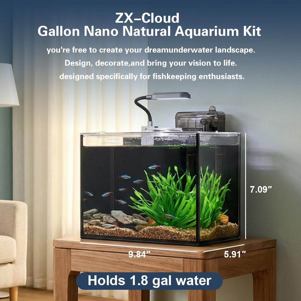 1.8 Gallon Fish Tank with Light Filter Lid I610