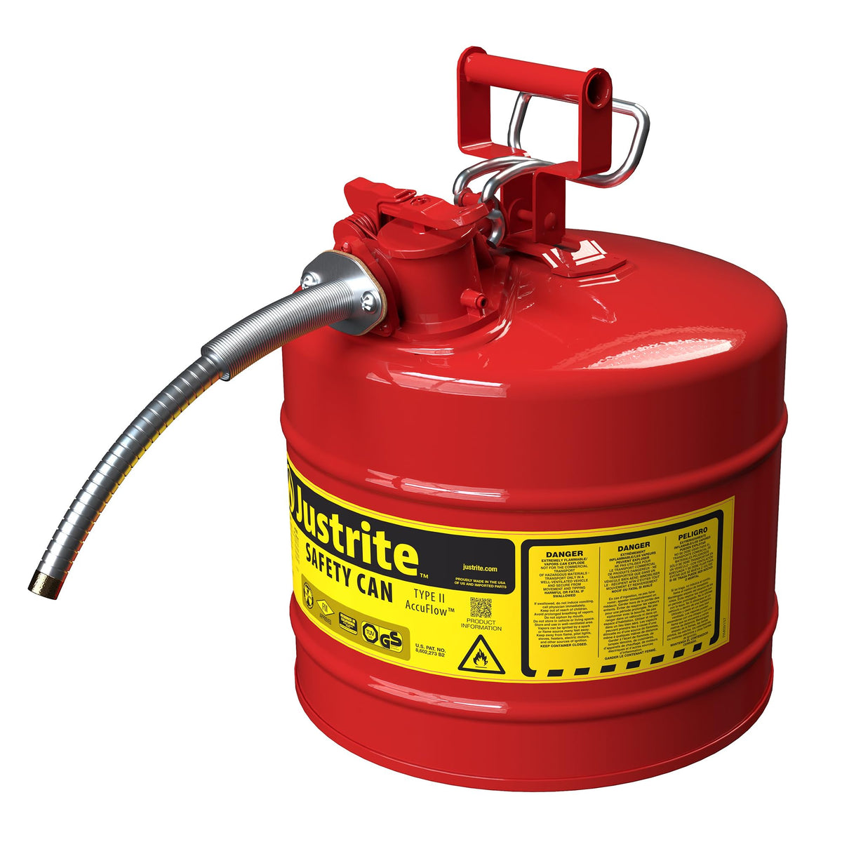 Red Galvanized Steel Gasoline Safety Can A218902