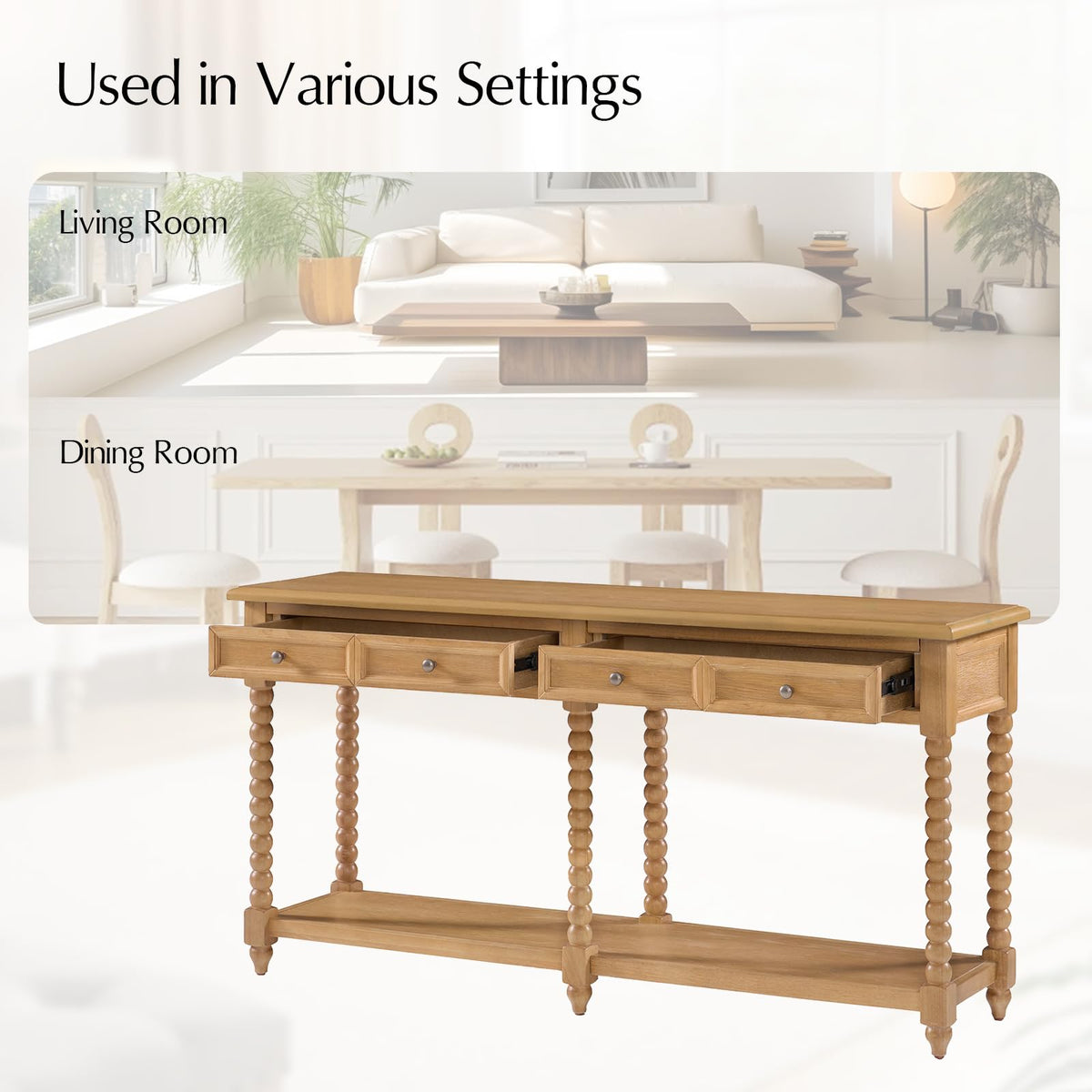2-Drawer Oak Console Table H675