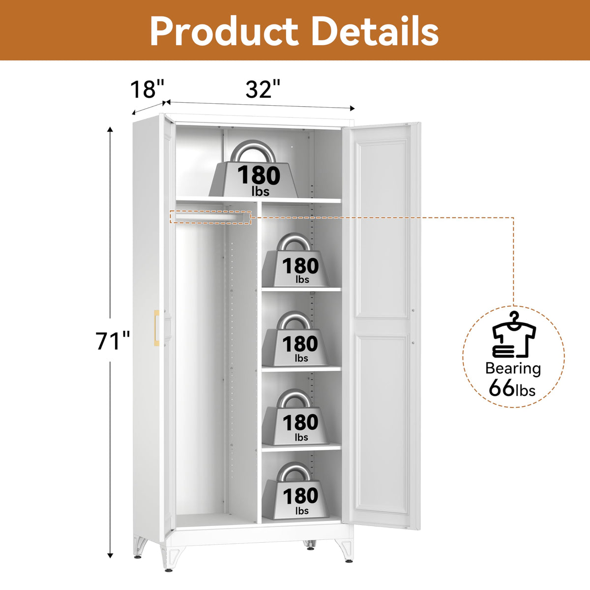 Metal Armoire Wardrobe Closet with 2 Doors Z275