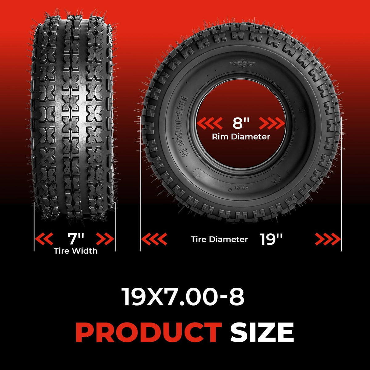 Set of 2 19x7-8 ATV UTV Tires I63372