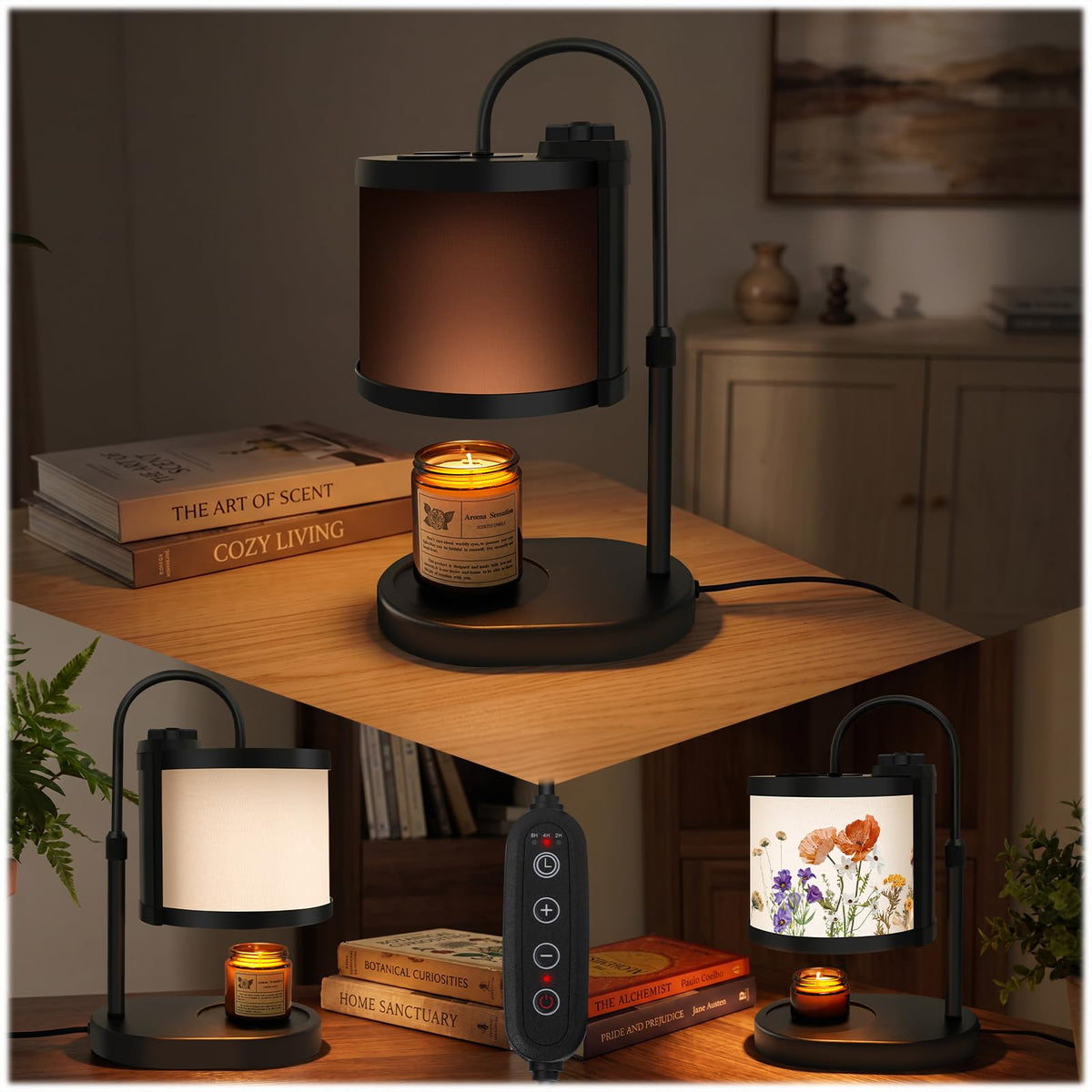 Black Candle Warmer Lamp with Timer and Dimmer U5737