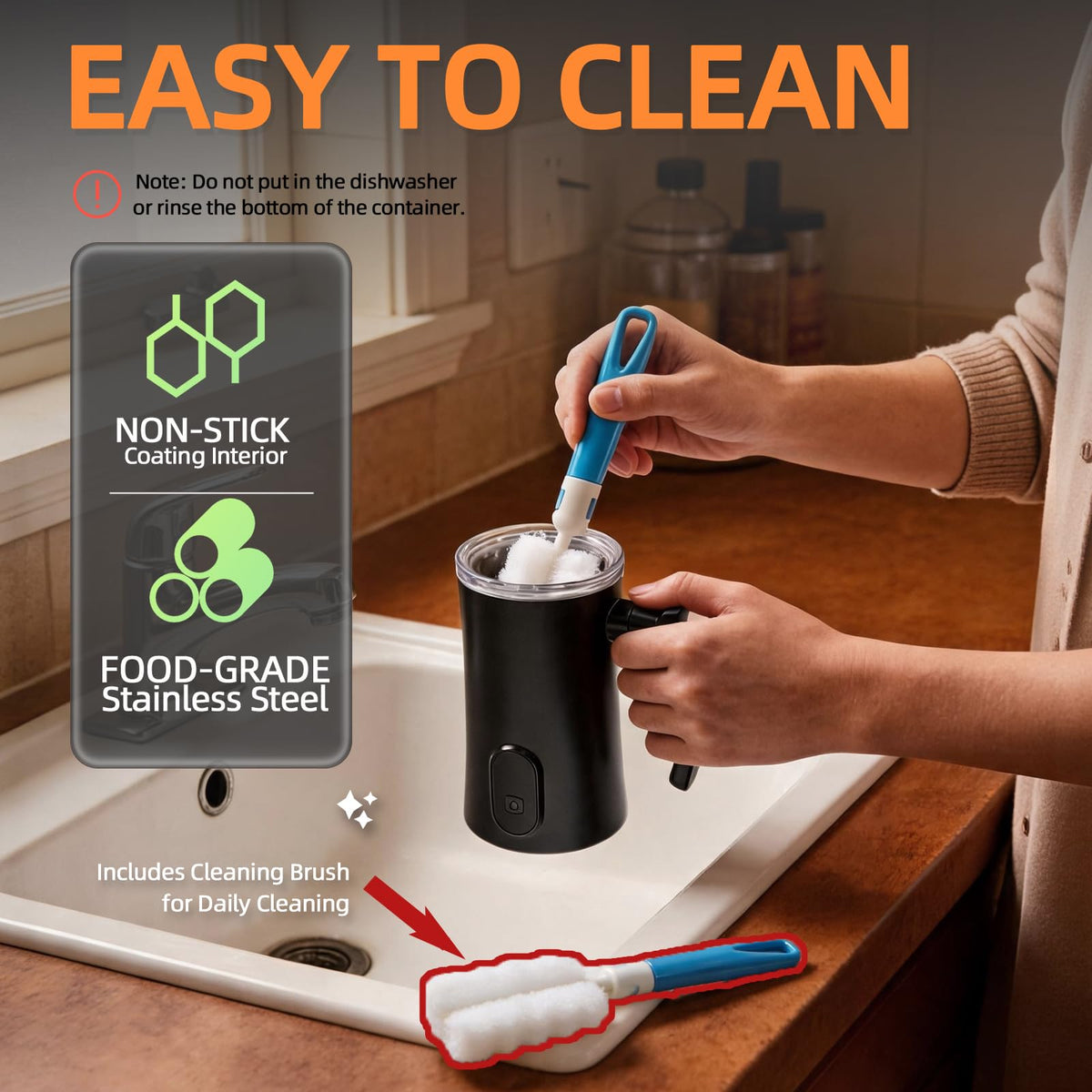 4-in-1 Electric Milk Frother and Steamer Black Q380