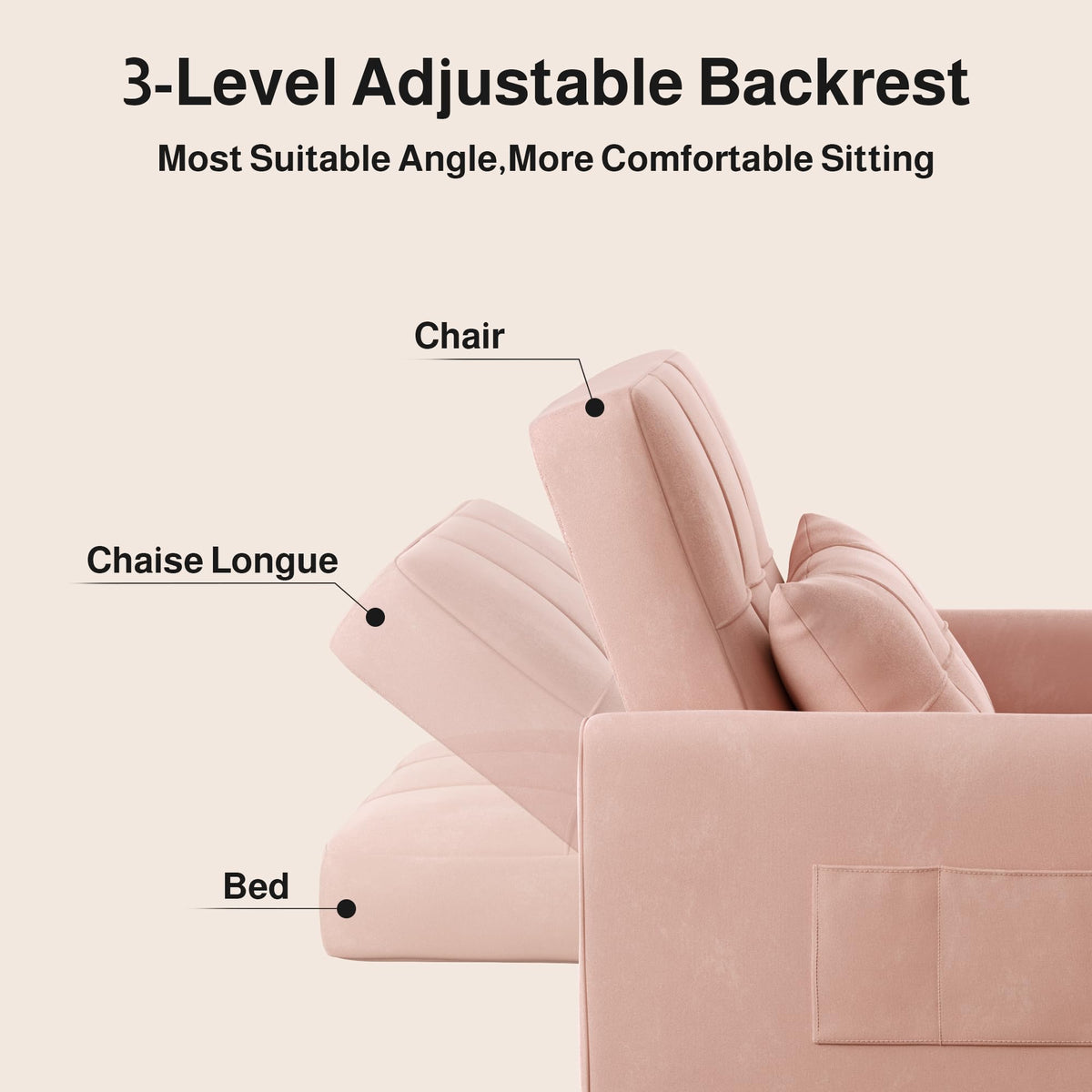 Pink Convertible Sleeper Chair Sofa Bed I71156