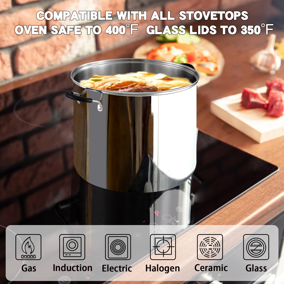 12-Quart Stainless Steel Stock Pot with Lid W693