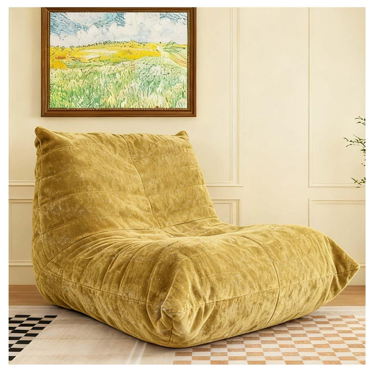 Yellow Memory Foam Bean Bag Chair Y832187