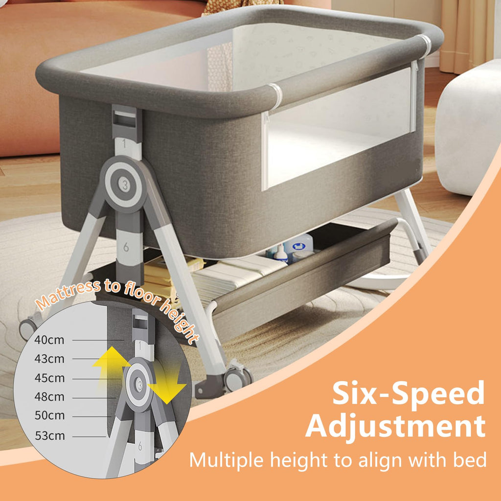4 in 1 Baby Bassinet Bedside Sleeper with Wheels and Mattress G623082
