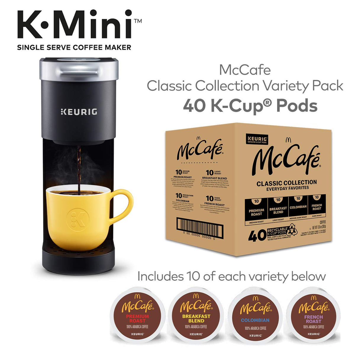 Single Serve K-Cup Pod Coffee Maker, Black, 40 Count T12465