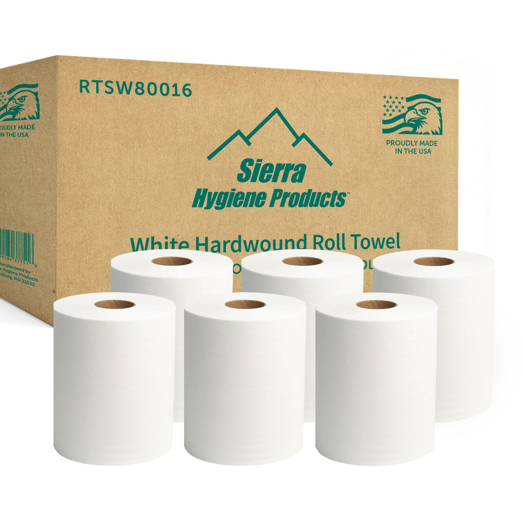 White 1-Ply Hardwound Paper Towels, 6 Rolls D8056