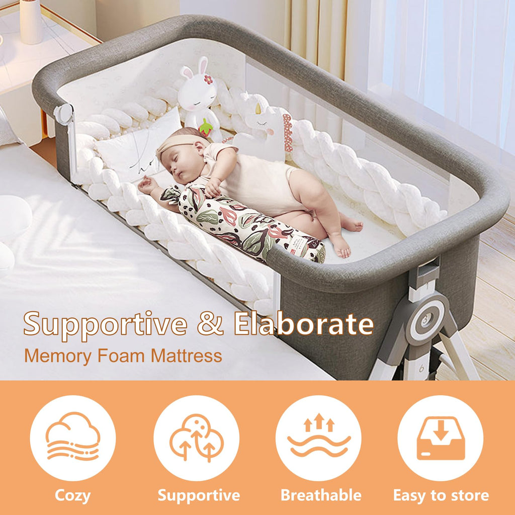 4 in 1 Baby Bassinet Bedside Sleeper with Wheels and Mattress G623082