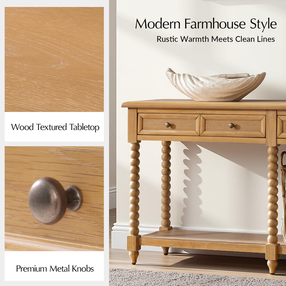 2-Drawer Oak Console Table H675
