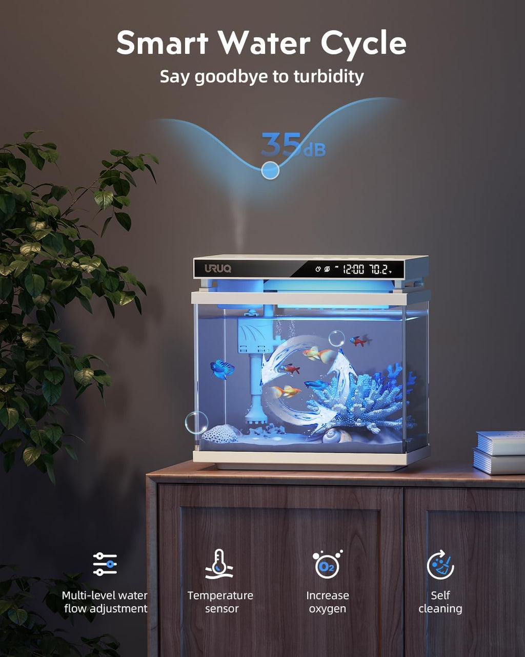 White 2 Gal UHD Glass Aquarium Kit N7826