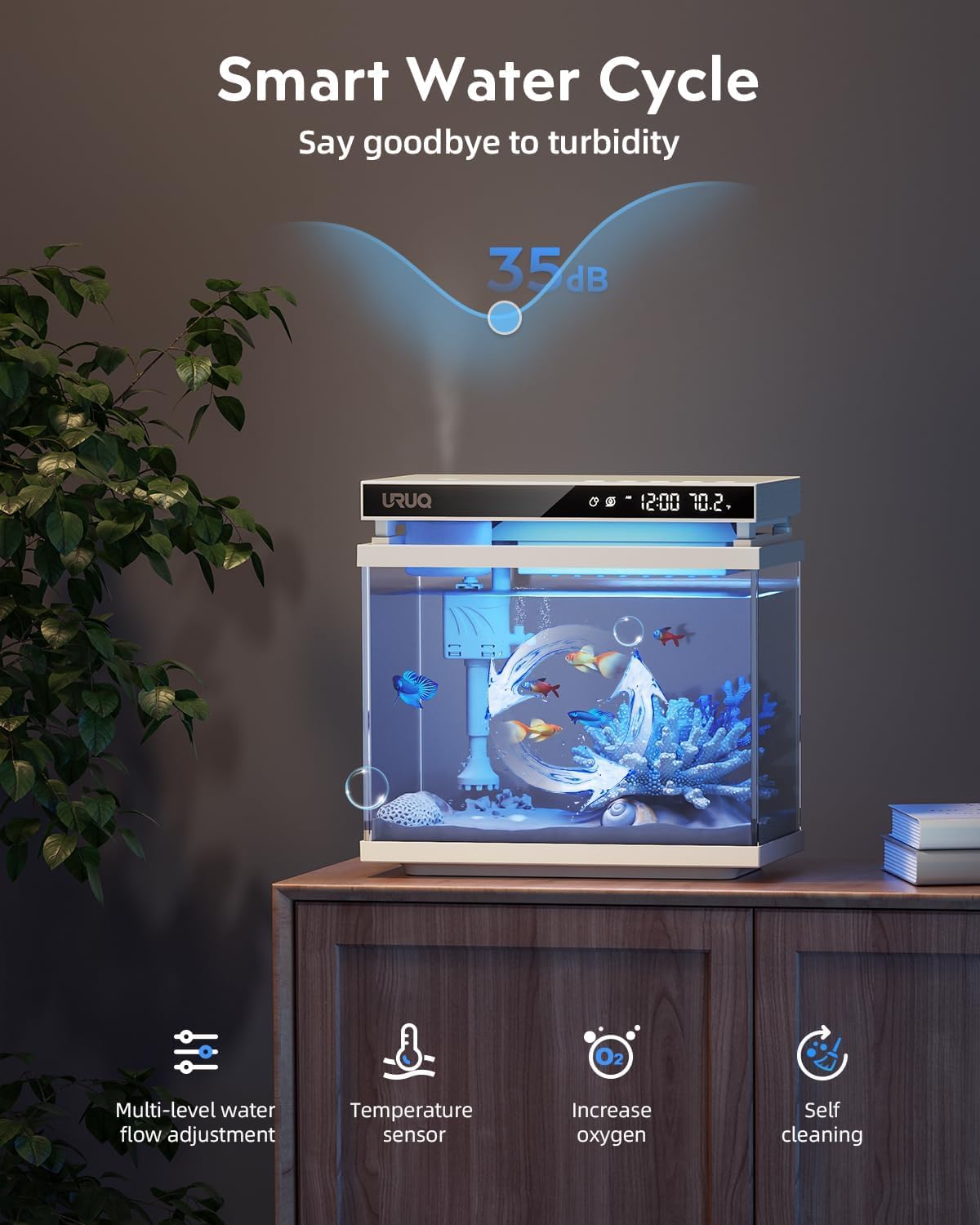 White 2 Gal UHD Glass Aquarium Kit N7826
