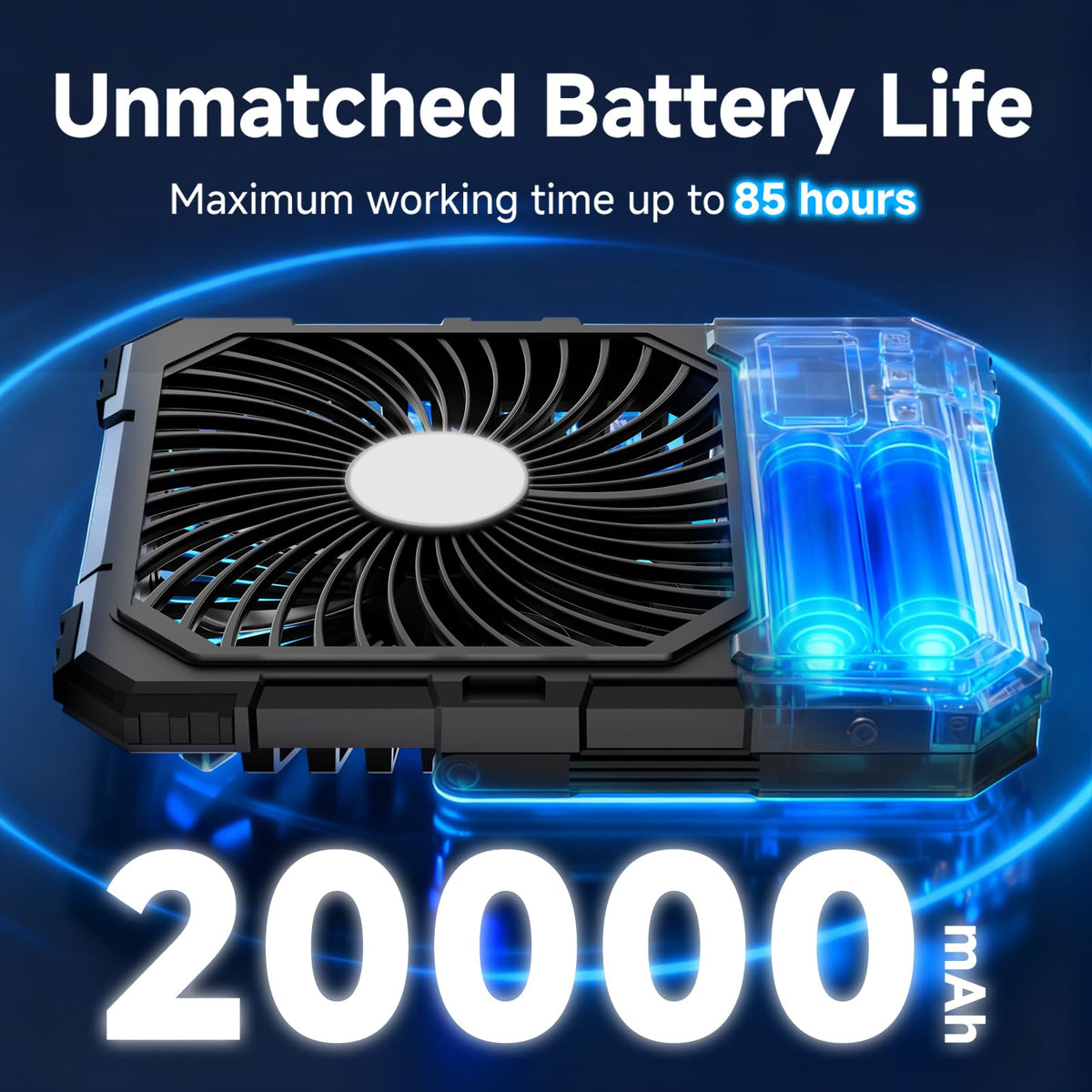 20000mAh Rechargeable Battery Powered Fan with LED Light W937812