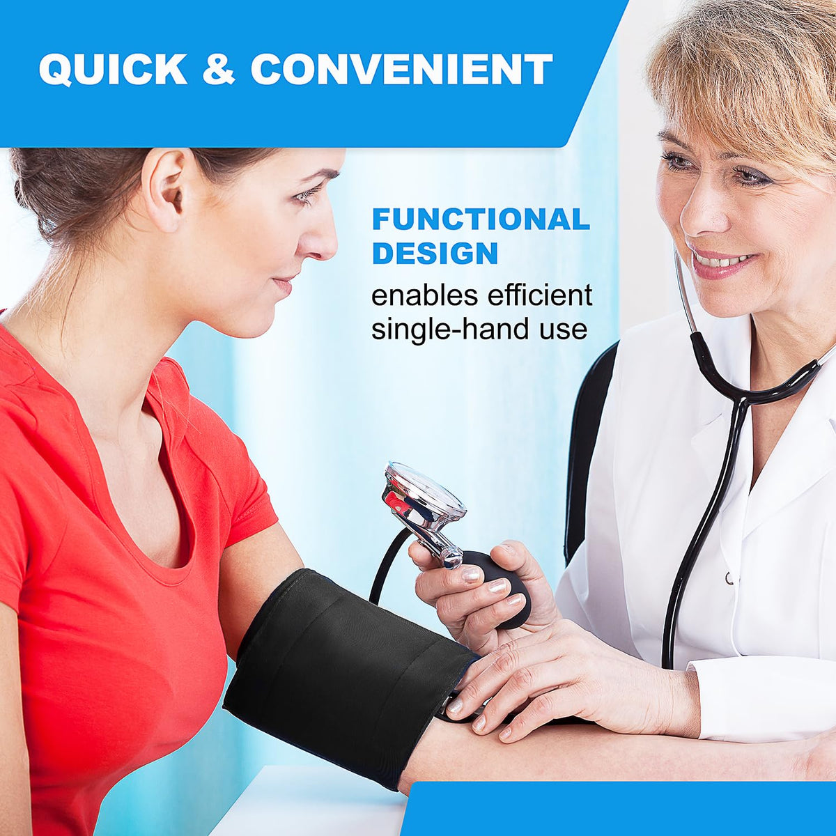 Aneroid Sphygmomanometer and Blood Pressure Cuff Set with 5 Sized Nylon Cuffs L907237