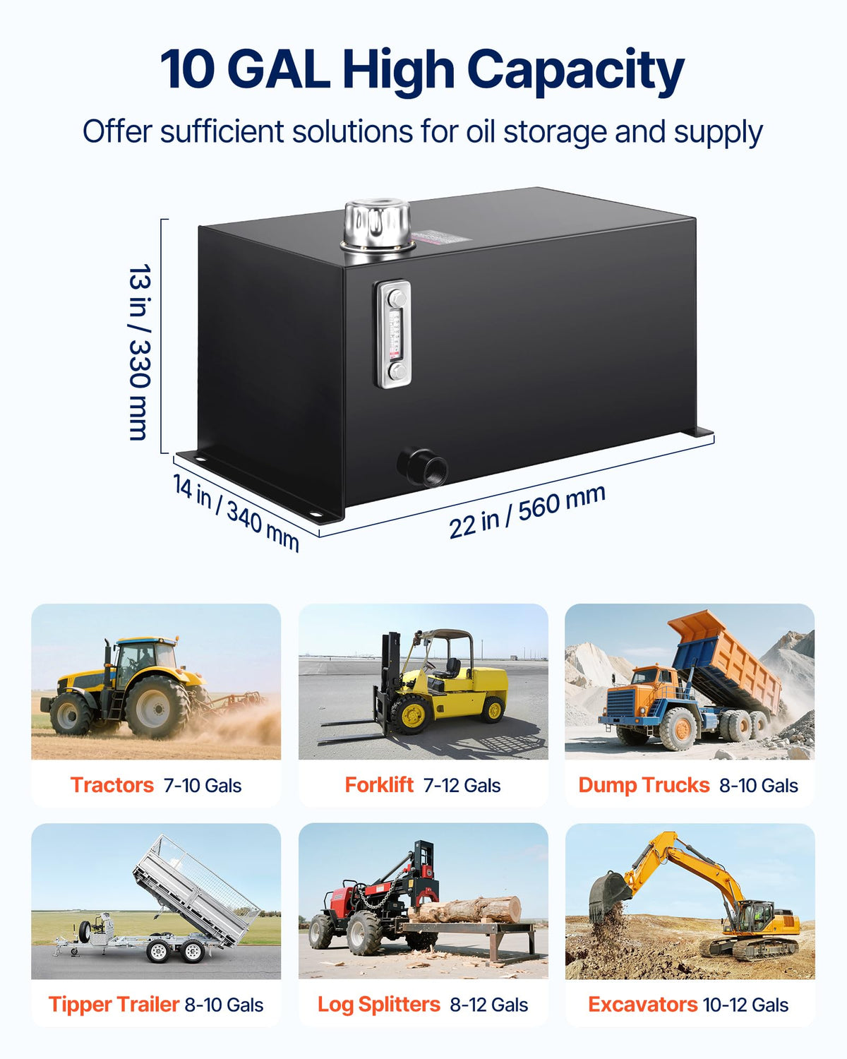 10 Gal Steel Hydraulic Fluid Tank P756