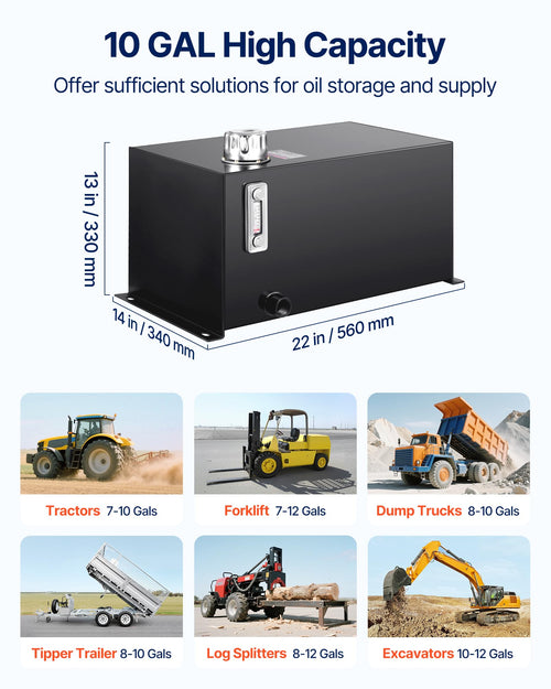 10 Gal Steel Hydraulic Fluid Tank P756