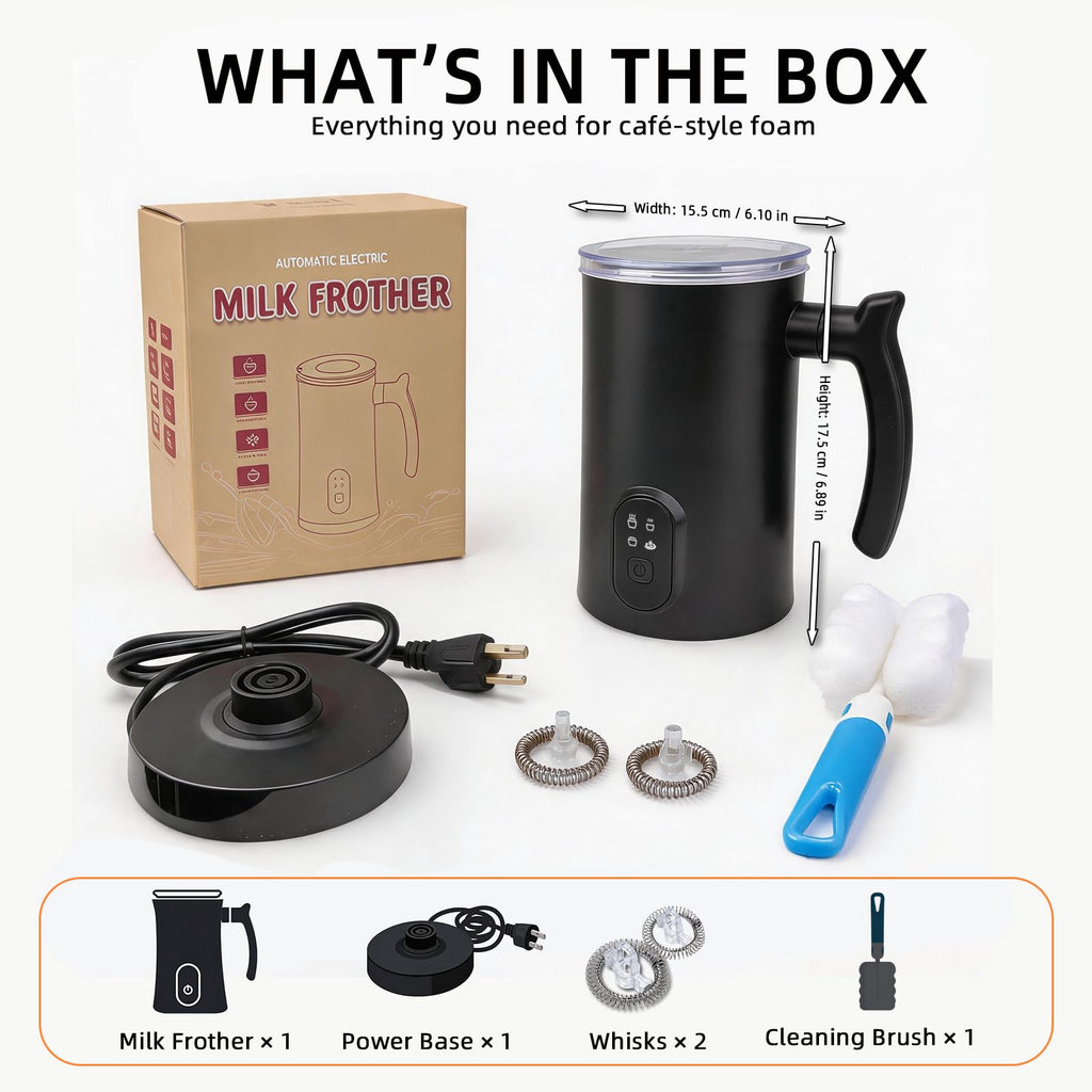 4-in-1 Electric Milk Frother and Steamer Black Q380