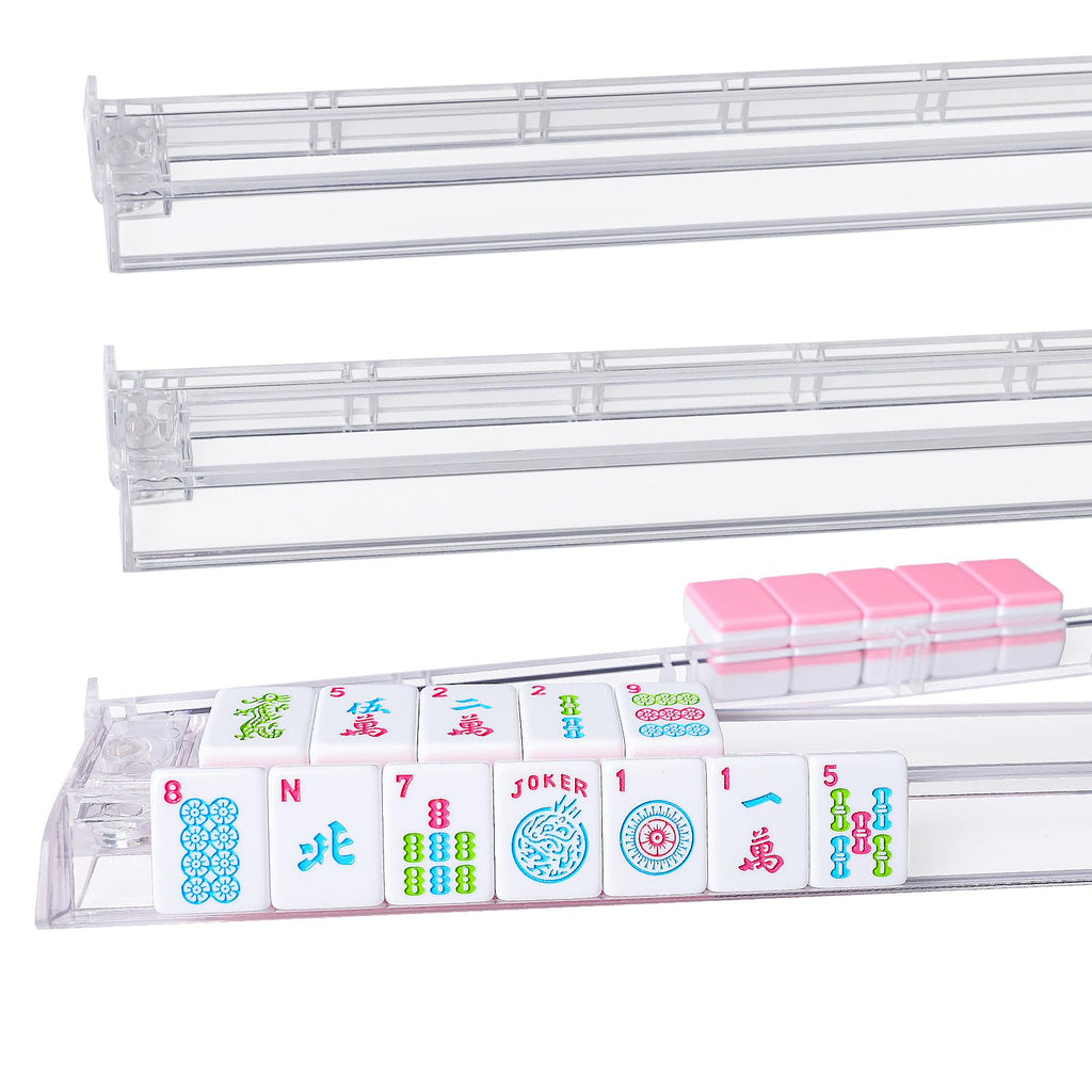 Clear Mahjong Racks with Pushers, 4 Piece Set C890381