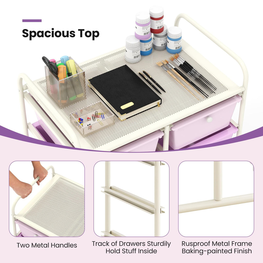 10 Drawer Rolling Storage Cart with Metal Frame C9425