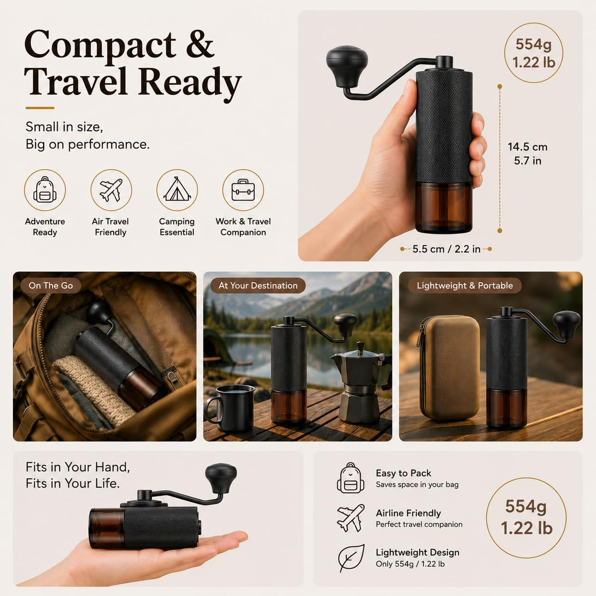 Manual Coffee Grinder with Stainless Steel Conical Burr X95547