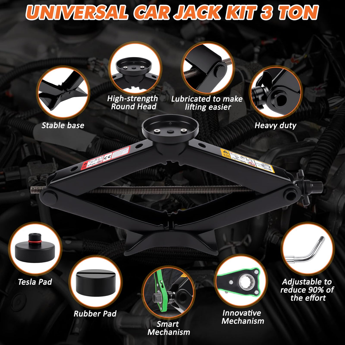 3 Ton Portable Scissor Jack Kit U88134