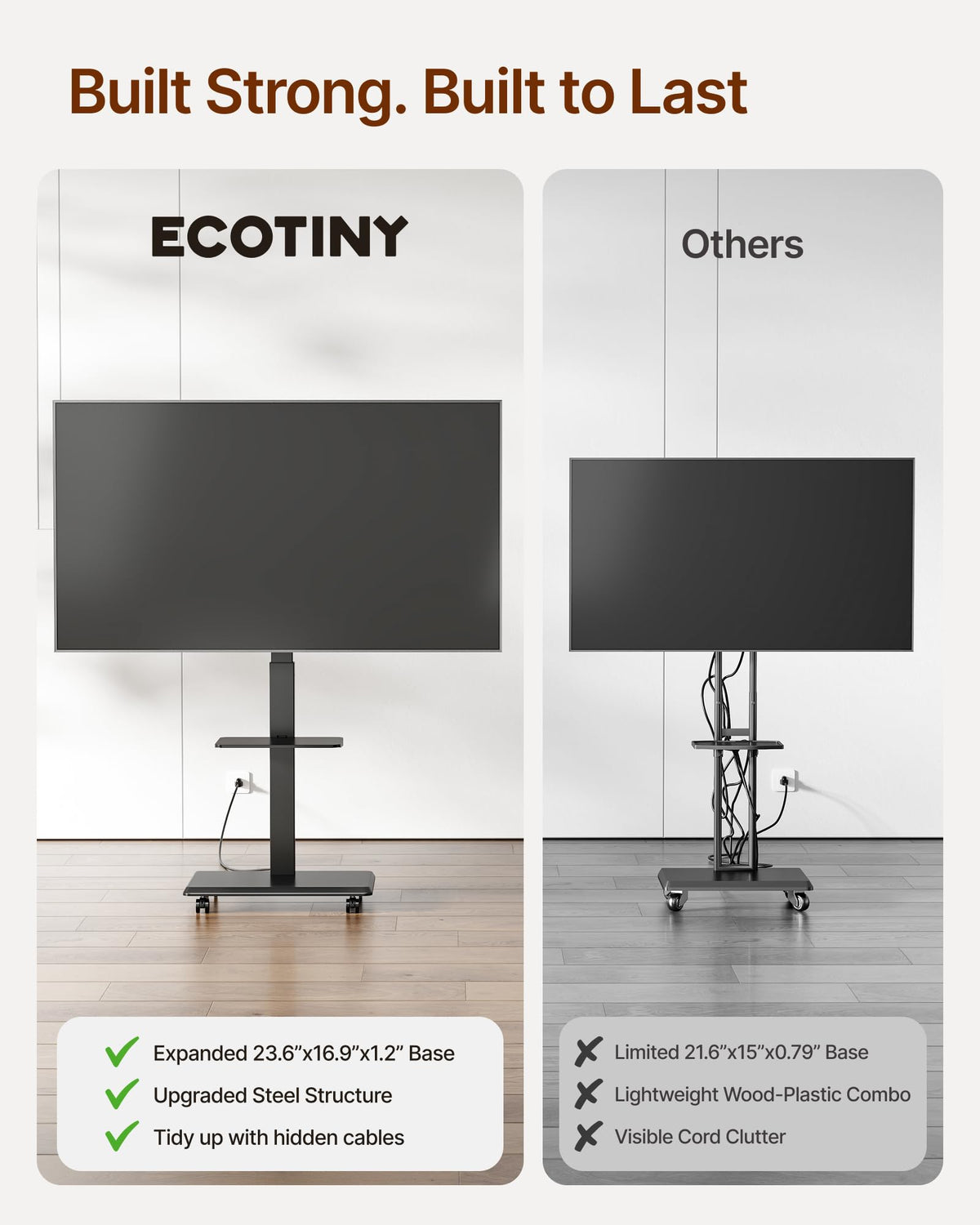 Rolling TV Stand with Power Outlet for 32-75 inch TVs R675