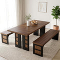 70.9" Wood Dining Table Set with 2 Benches Z248395