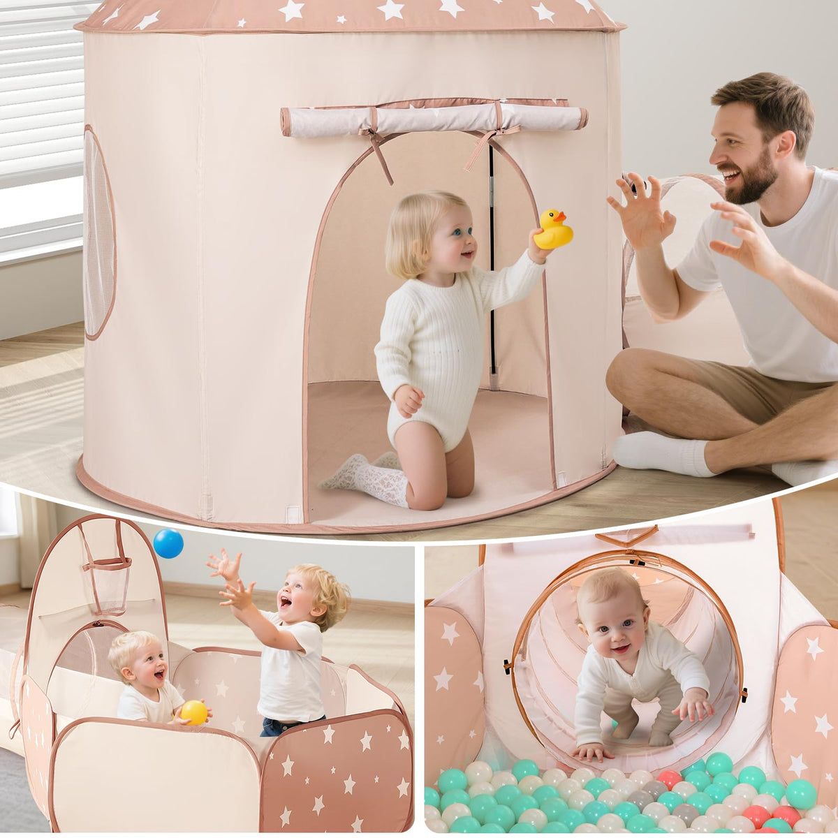 Kids Tent with Crawl Tunnel and Ball Pit Z54091