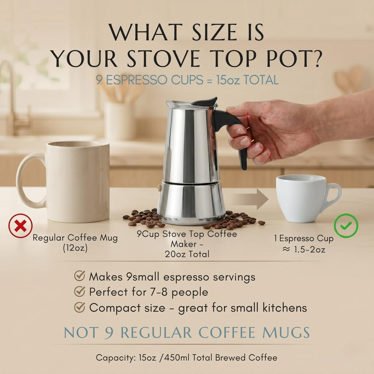 9 Cup Stainless Steel Moka Pot B349