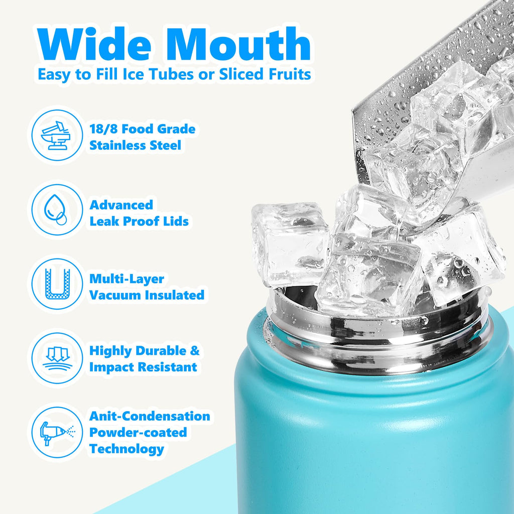 Insulated Water Bottle with Lid & Boot & Stickers, 24 oz N698699