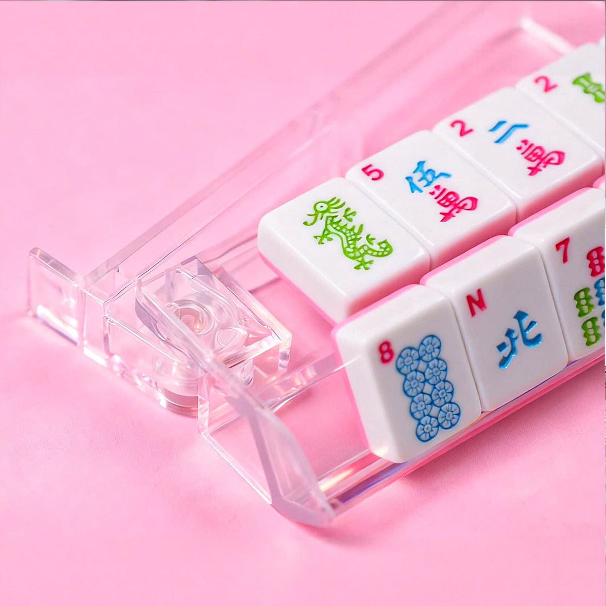 Clear Mahjong Racks with Pushers, 4 Piece Set C890381