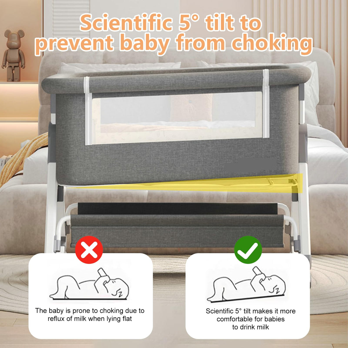 4 in 1 Baby Bassinet Bedside Sleeper with Wheels and Mattress G623082