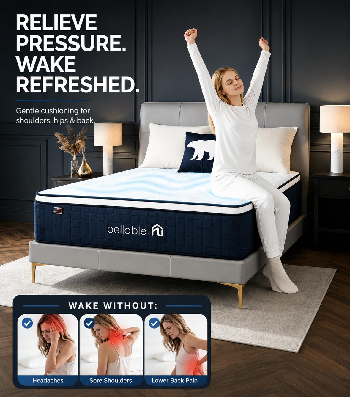 Full XL 14 Inch Cooling Gel Memory Foam Pocket Spring Mattress C1848